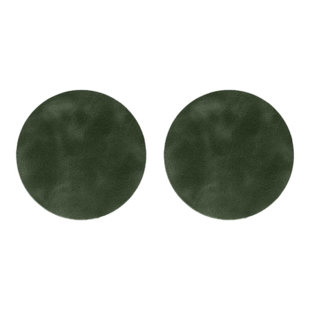 Koyu Yeşil Yuvarlak Hakiki Deri Bardak Altlığı 4’lü set